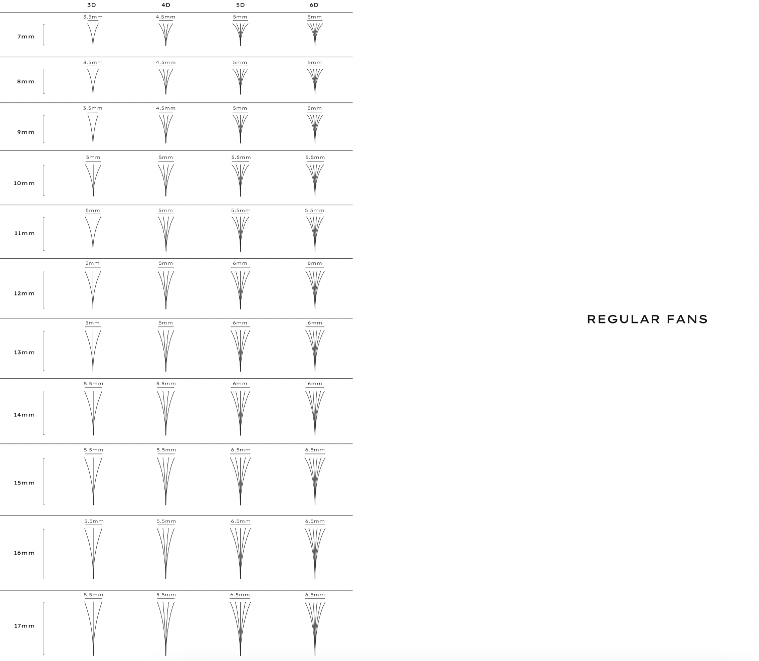 Premade/Promade Fans 6D 0.06 600 fans - Single Sizes